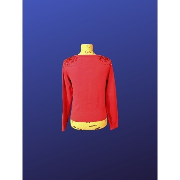 ELLE Sequin Cardigan, 100% Cotton, Long Sleeves, HOT PINK, Size Small, NWOT - Picture 2 of 8